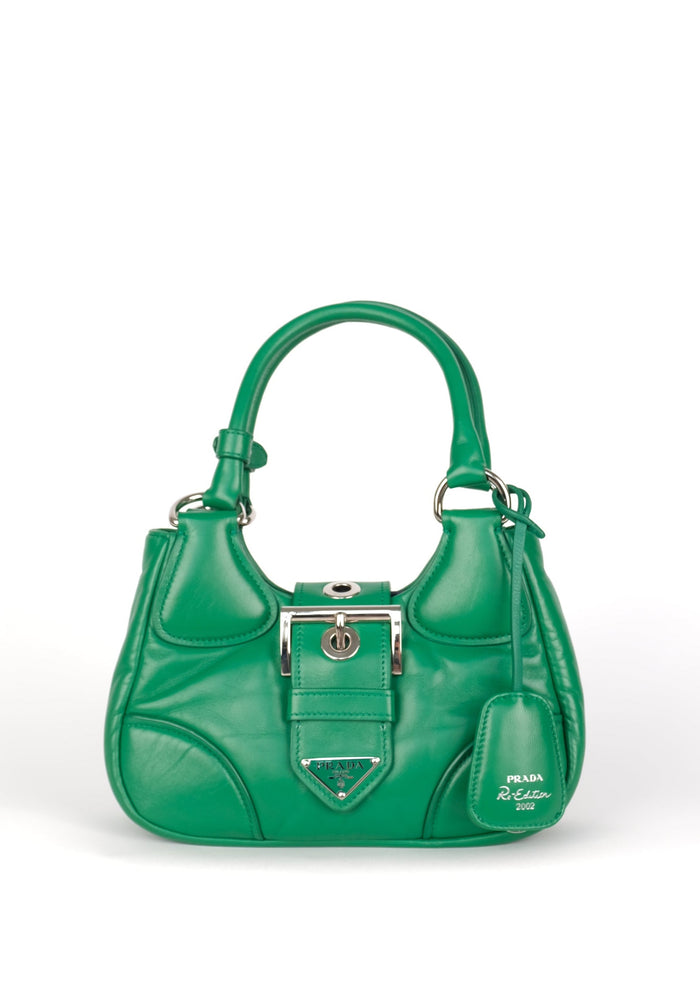 Prada Re-Edition 2002 Moon Bag Nappa Padded Leather In Mango Green