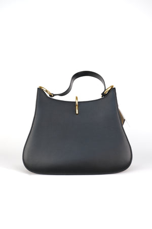 Rabanne Large Ring Black Leather Shoulder Bag