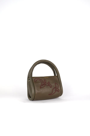 Alémais Duke Leather Applique Bag in Olive