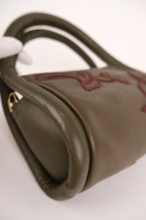 Alémais Duke Leather Applique Bag in Olive