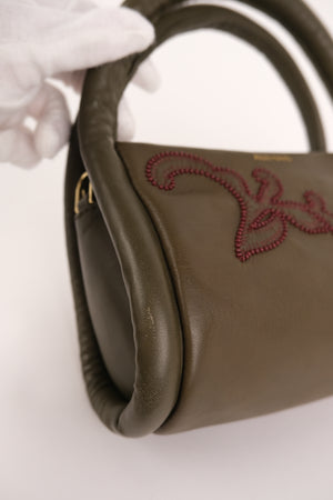 Alémais Duke Leather Applique Bag in Olive
