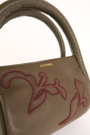 Alémais Duke Leather Applique Bag in Olive