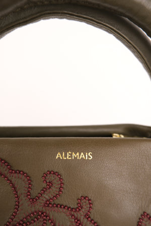Alémais Duke Leather Applique Bag in Olive