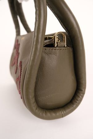 Alémais Duke Leather Applique Bag in Olive