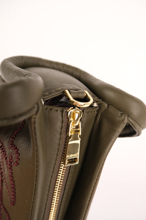 Alémais Duke Leather Applique Bag in Olive