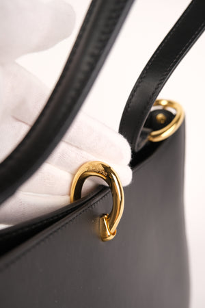 Rabanne Large Ring Black Leather Shoulder Bag