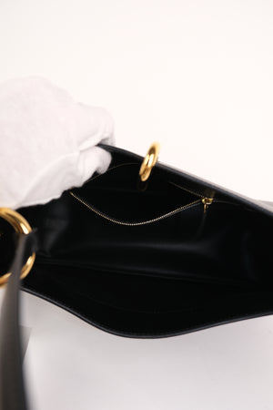Rabanne Large Ring Black Leather Shoulder Bag