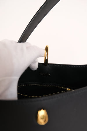 Rabanne Large Ring Black Leather Shoulder Bag