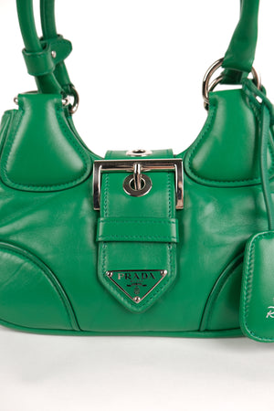 Prada Re-Edition 2002 Moon Bag Nappa Padded Leather In Mango Green