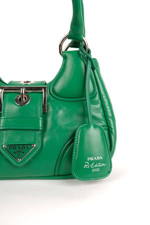 Prada Re-Edition 2002 Moon Bag Nappa Padded Leather In Mango Green
