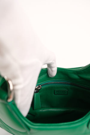 Prada Re-Edition 2002 Moon Bag Nappa Padded Leather In Mango Green