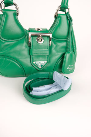 Prada Re-Edition 2002 Moon Bag Nappa Padded Leather In Mango Green