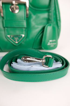 Prada Re-Edition 2002 Moon Bag Nappa Padded Leather In Mango Green